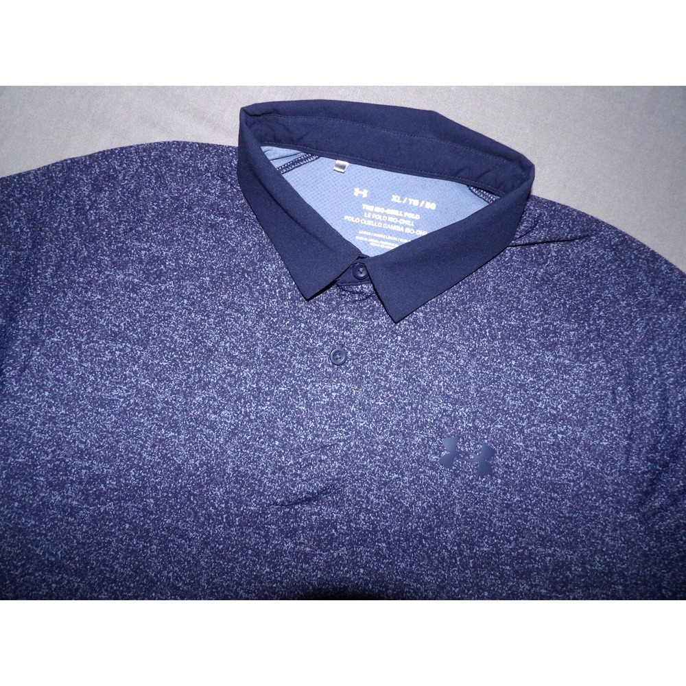 Under Armour ISO-CHILL Dark Blue Stretch Performance Polo Golf Shirt Men's XL